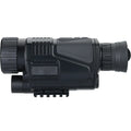 Black infrared digital night vision telescope with camera lens, rubber grip, and wrist strap on a table.