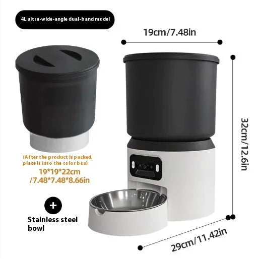 4 litre smart pet feeder with automatic timing and remote monitoring options for cats and dogs