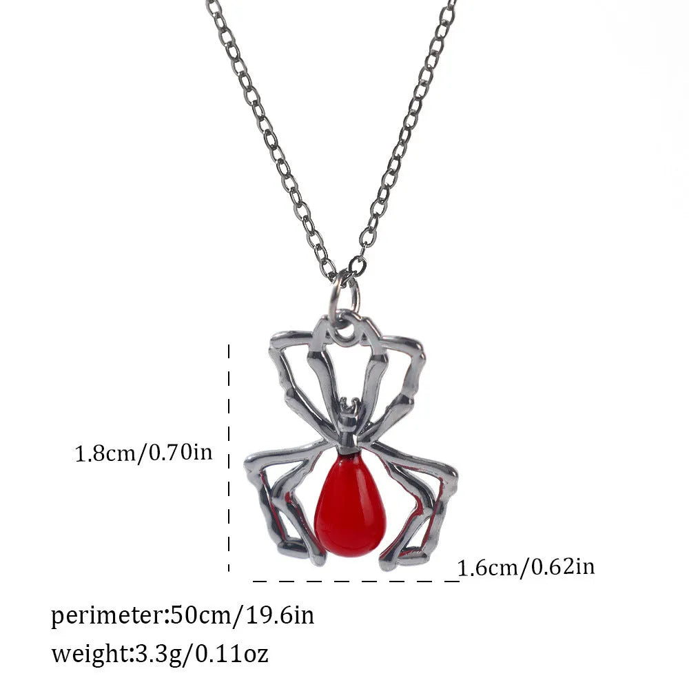 Halloween necklace with electroplated zinc alloy spider bat cross pendant on regular chain