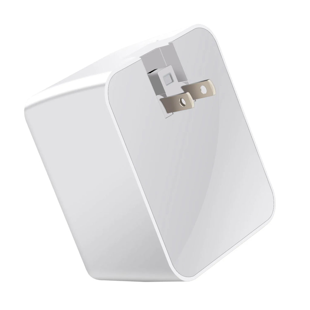 White 4-port fast travel charger with smart display, QC3.0 and PD3.0 ports, and UK plug.