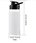 White aluminium sports water bottle for cycling in 600ml and 750ml sizes