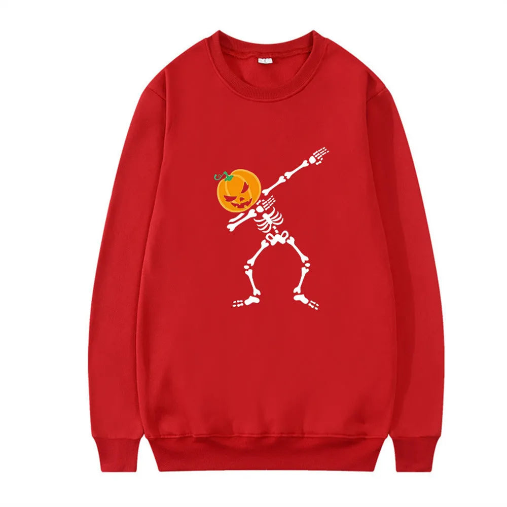Women's printed long sleeve crew neck cotton blend top in multiple colours on a hanger.