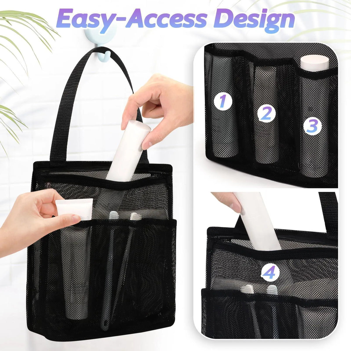 Large black and pink polyester swimming gym bags with mesh pockets and dry wet separation compartments.