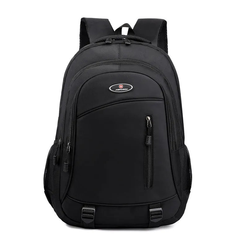 Waterproof nylon high school backpack with airpillow straps in black, blue, gray, and red colour options