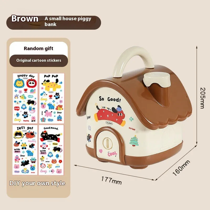 Plastic desktop storage box with cartoon stickers showing 2L capacity for stationery organisation