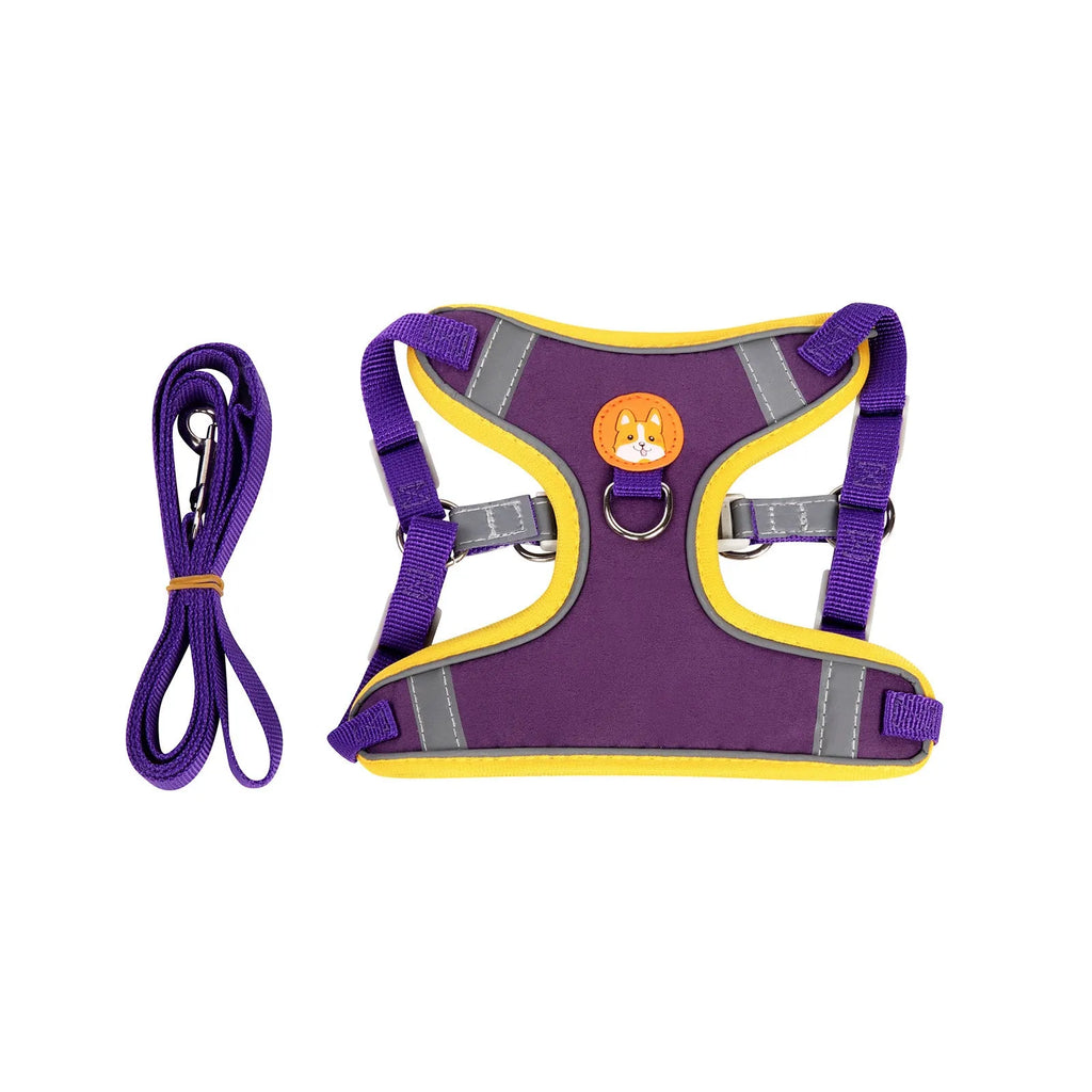 Adjustable dog harness with haulage rope attachment in multiple colours and sizes