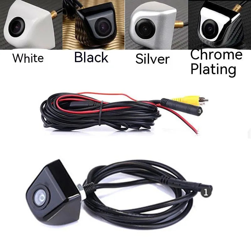 HD waterproof car rearview camera with metal shell in black finish showing screw mounting points