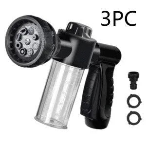 Green high-pressure foam spray gun for car washing with adjustable nozzle and multiple spray patterns