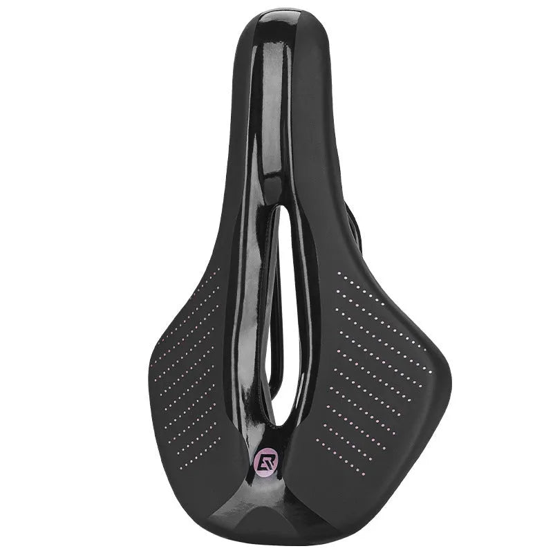 Medium mountain bike seat cushion in black and pink made from PU foam resin sponge