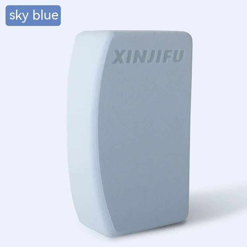 High-density EVA yoga block in mint green colour showing its rectangular shape and flat sides.