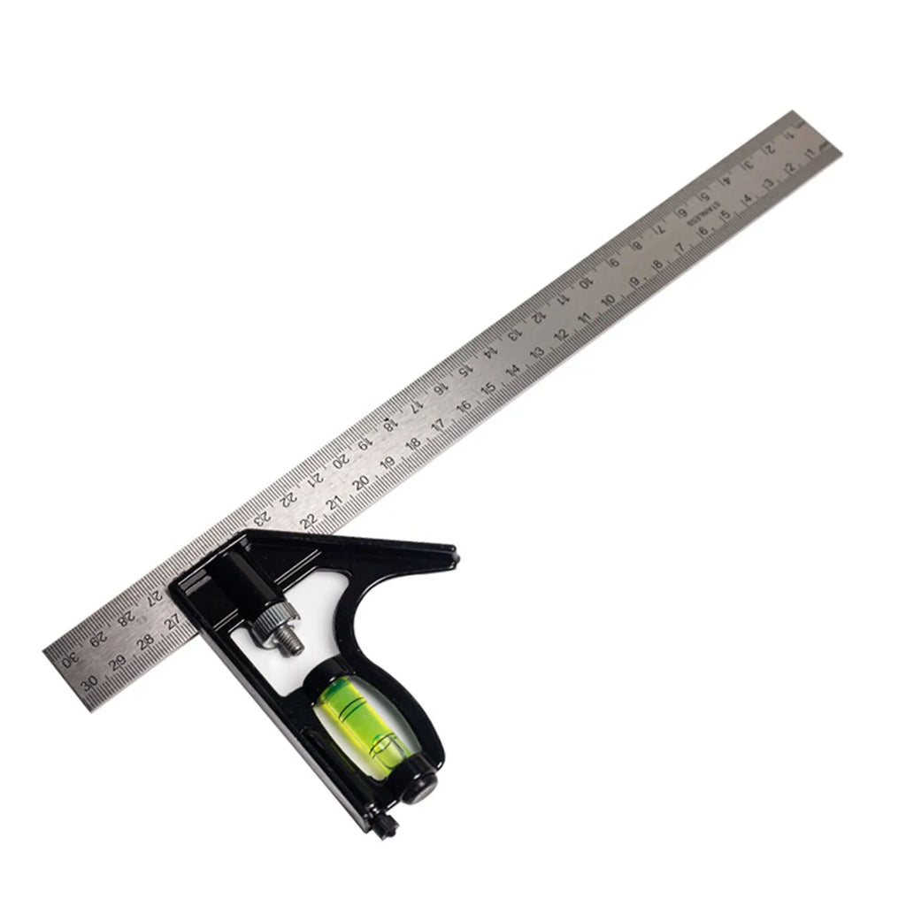 Red thin 7inch metal combination angle ruler set for civil surveying with metric scales
