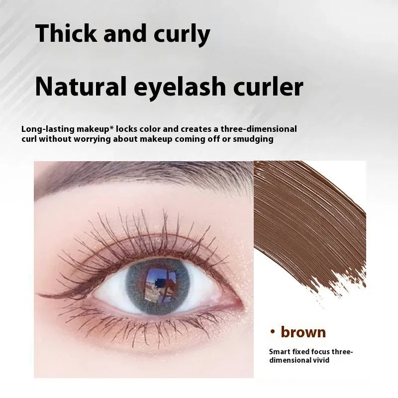 Steel tube waterproof mascara in black and brown with optional eyelash curler