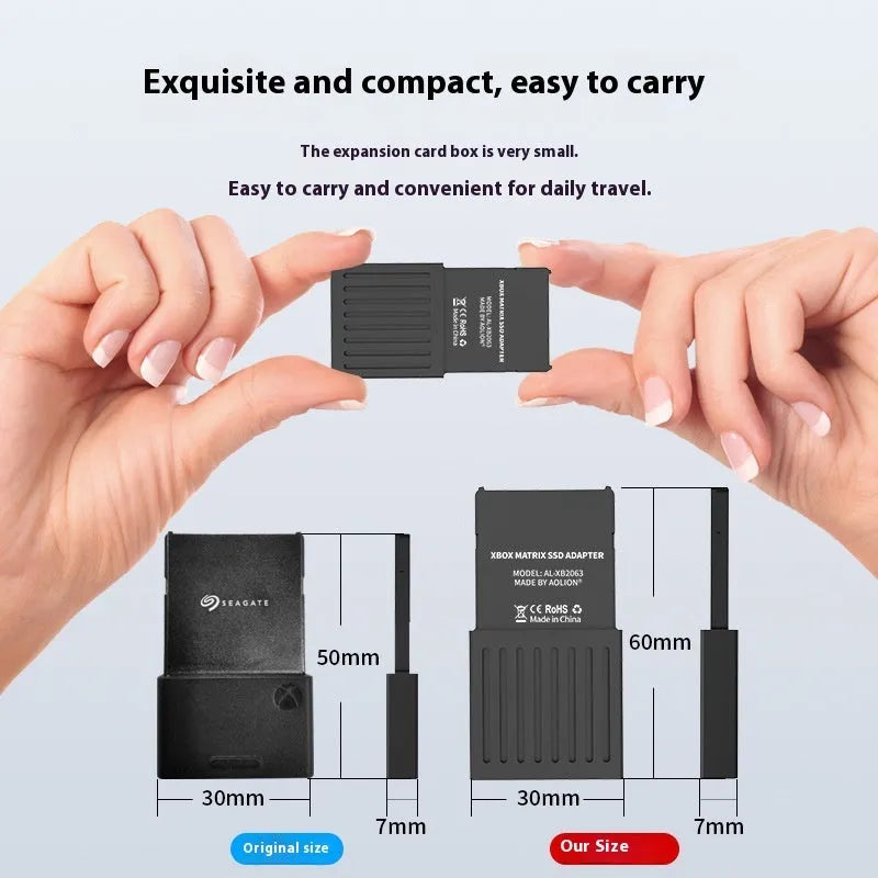 Xbox Series X/S hard disk switching box kit with aluminium enclosure, screwdriver, and manual.
