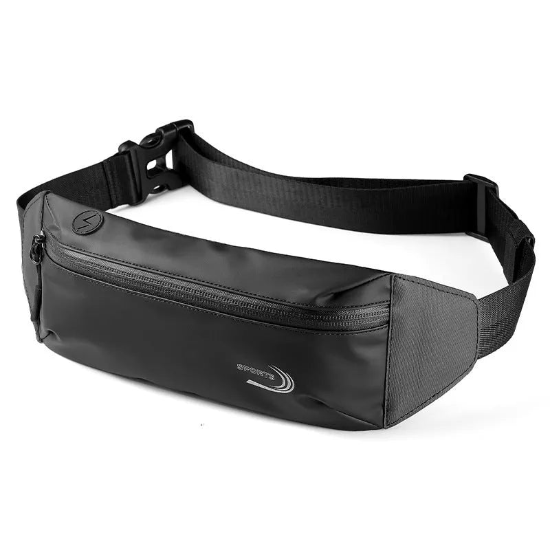 Men's blue waterproof waist bag made of Derm Oxford polyester with dimensions 45cm by 10cm.