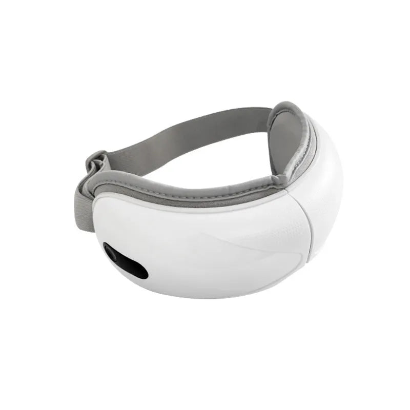 White rechargeable eye massager with airbag massage and hot compress functions