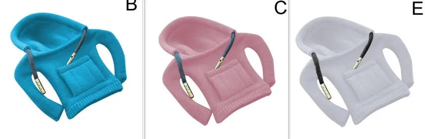 Cloth gear shift knob cover in assorted colours, shown with dimensions of 13 cm by 8 cm.