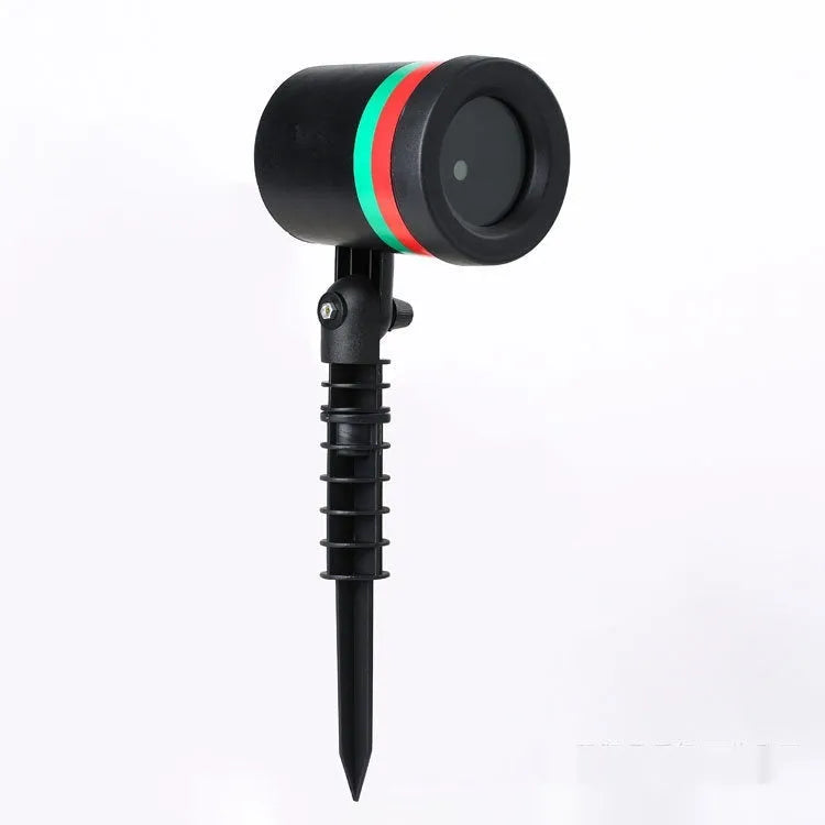 Christmas projection lamp with starry laser effect, IP44 rating, plastic housing, for outdoor courtyard and garden use.