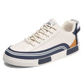 Men's breathable canvas shoes in Milan white and green with flat heel and round toe design