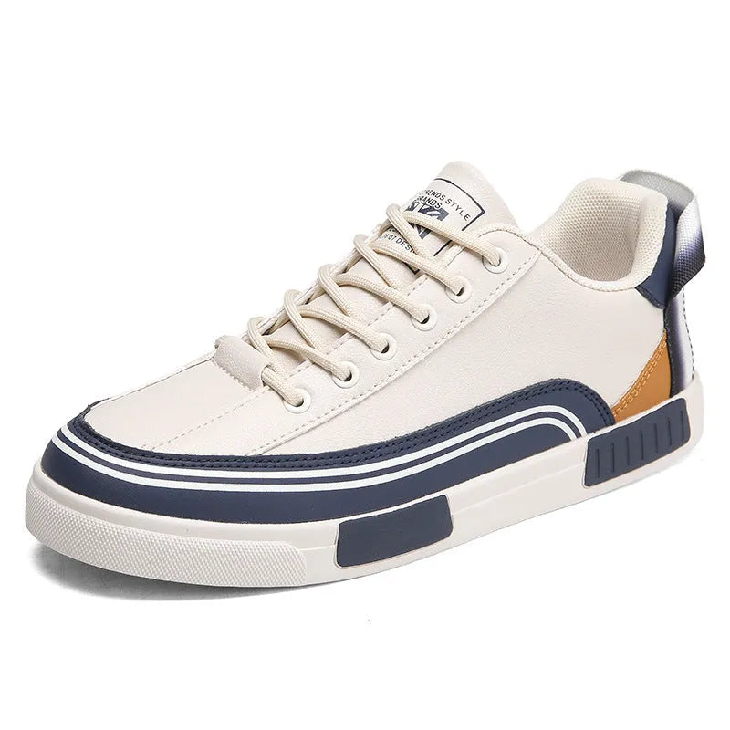Men's breathable canvas shoes in Milan white and green with flat heel and round toe design