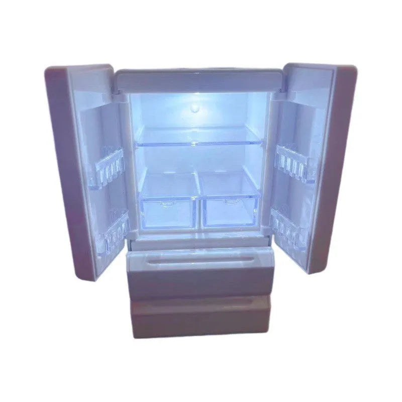 White miniature candy shop plastic model with LED light, 11.4cm tall display piece