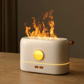 Black USB desktop humidifier diffuser with simulation flame effect and water tank