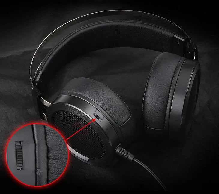Black wired gaming headset with 3.5mm jack and 2 metre cable for computer use