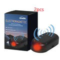 Black handheld car deicer and snow melting tool on car dashboard