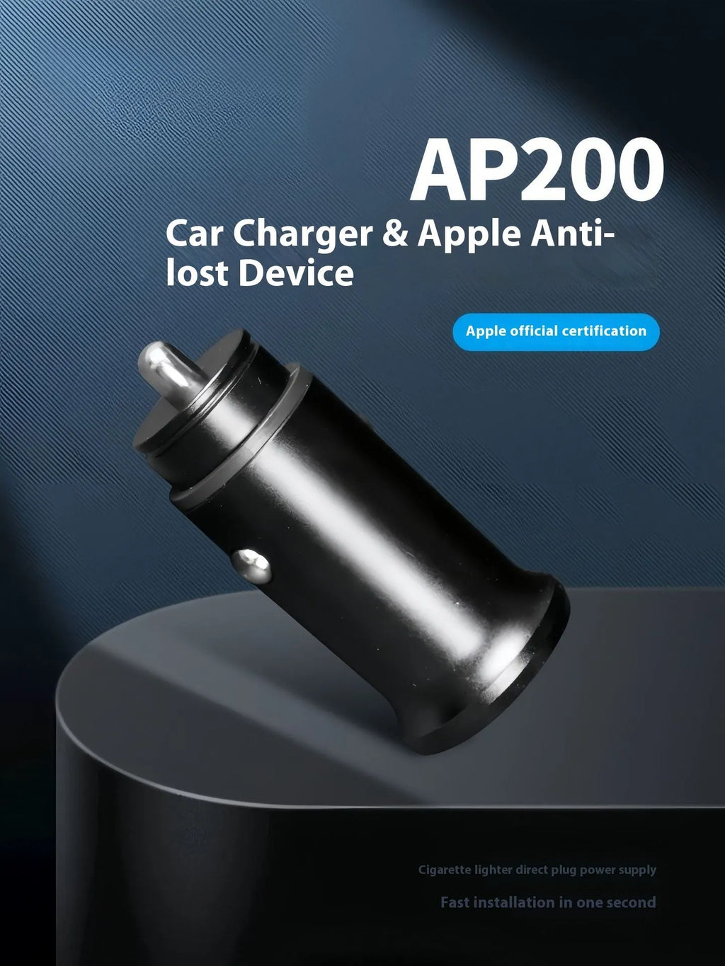 Black car charger GPS locator tracking device for vehicle security on a grey background.