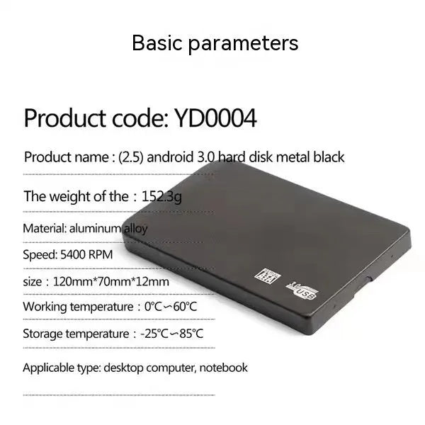 USB 3.0 solid state mobile hard disk with metal shell in black, blue, red, and silver colour options