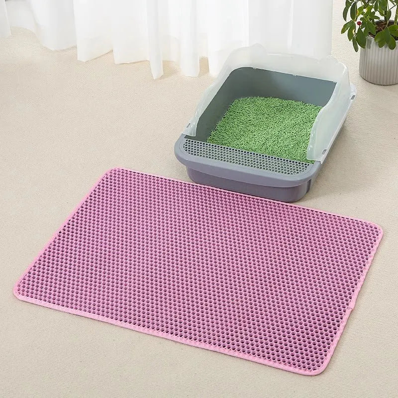 EVA double-layer cat litter mat in four sizes and six colours, including black and gray, for cat litter areas