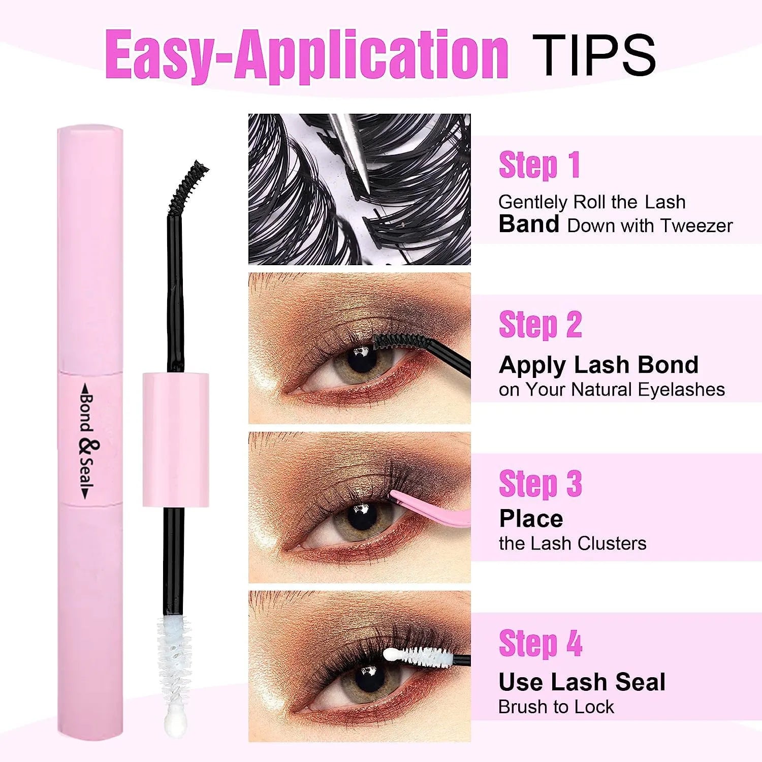 DIY cluster lashes mixed package with 30D and 40D high-grade fibre false eyelashes ranging 9-16mm with tweezers