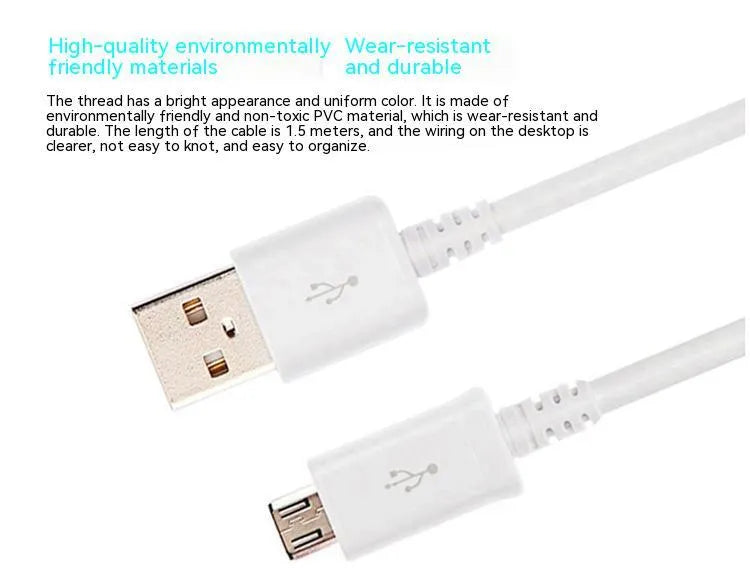 Black Android Micro USB data cable with 1 metre length for phone charging and tablet data transfer