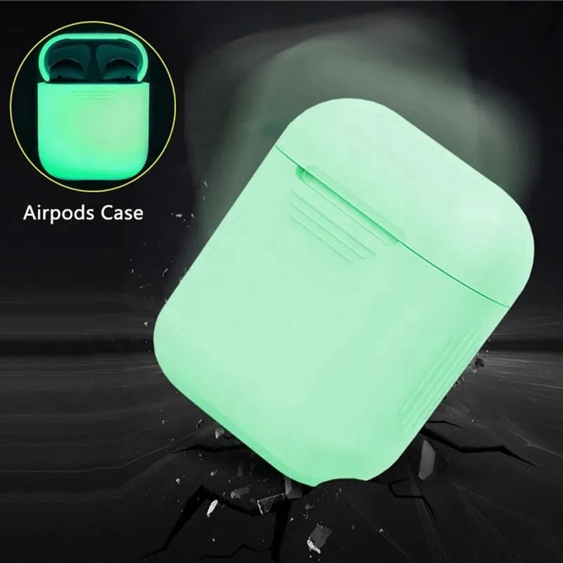 Luminous silicone flip-open storage case for Apple AirPods wireless earphones