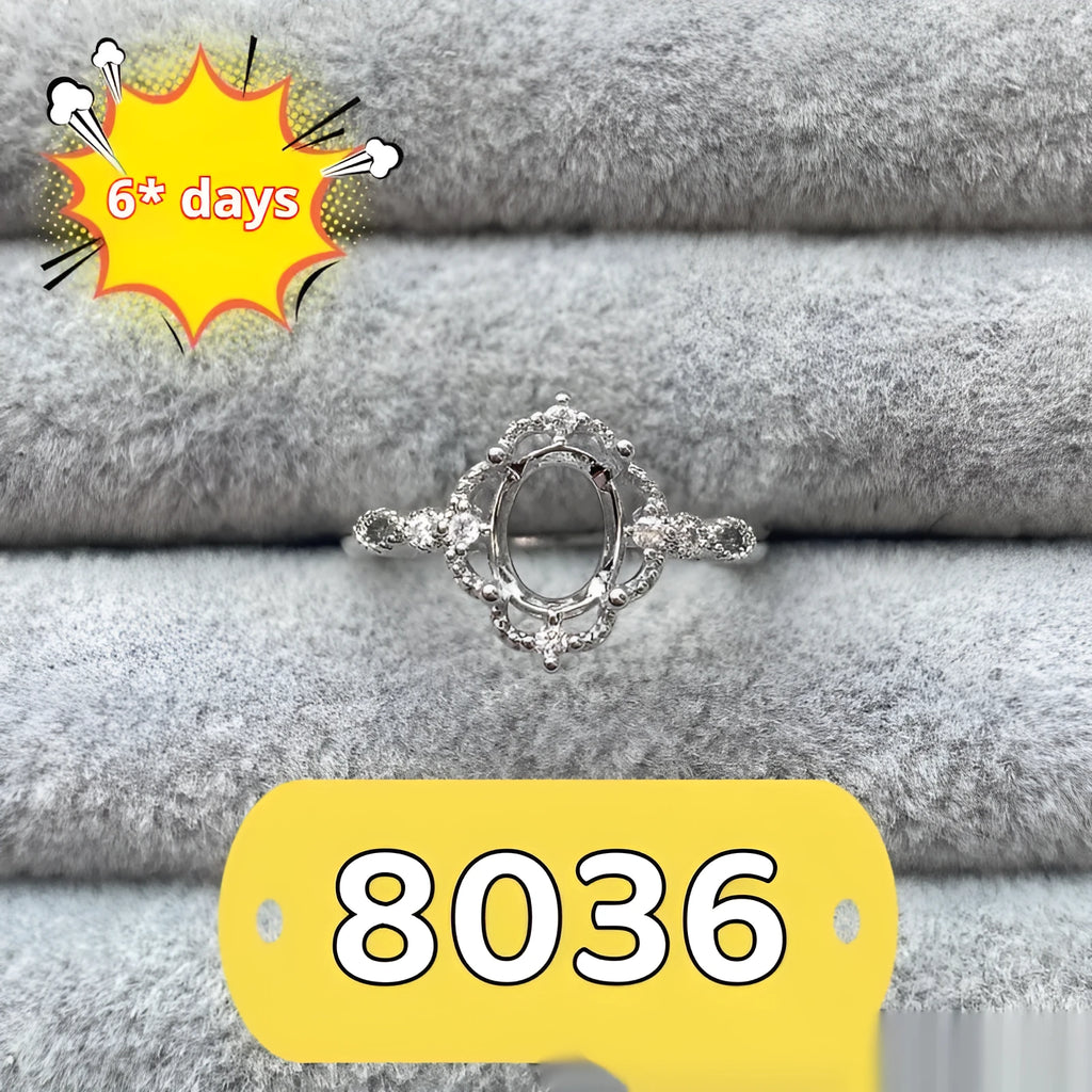 Oval denier ring with open mouth design, five-pointed star ornament, and 6*8mm stone