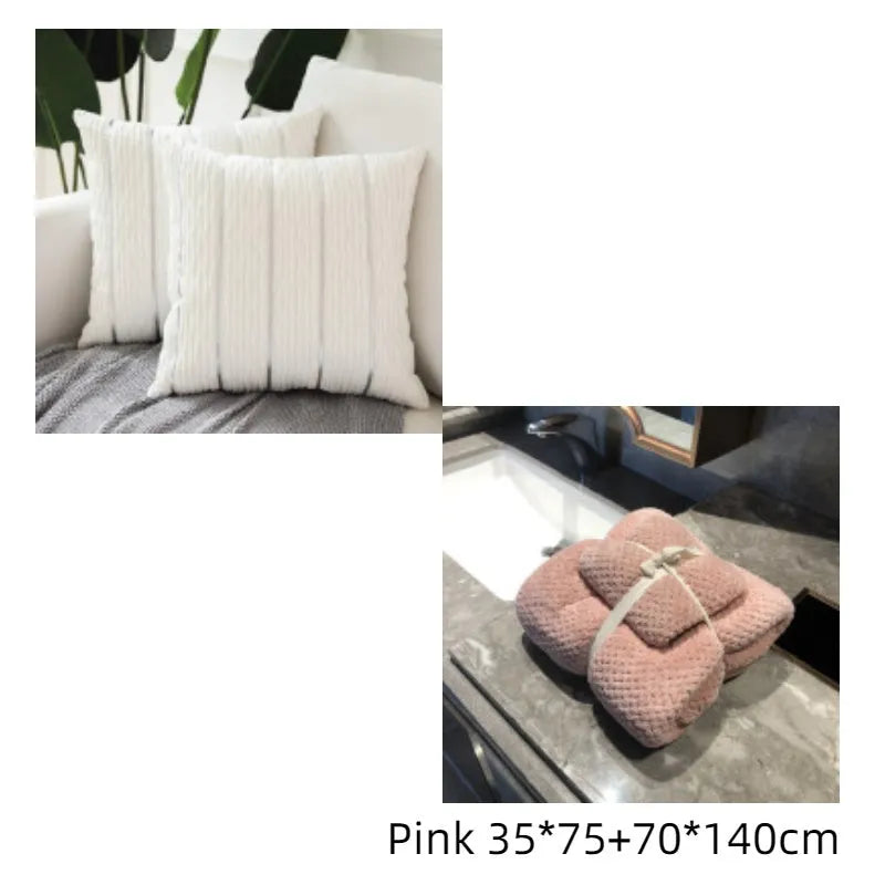 Striped velvet pillow cover in wine red colour on grey sofa