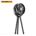HOMEFISH F2 automatic shake head portable fan with removable bracket, LED light, and USB charging port