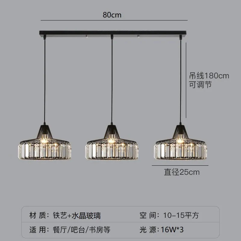 Modern black and crystal LED chandelier ceiling lamp with colour changing lights.