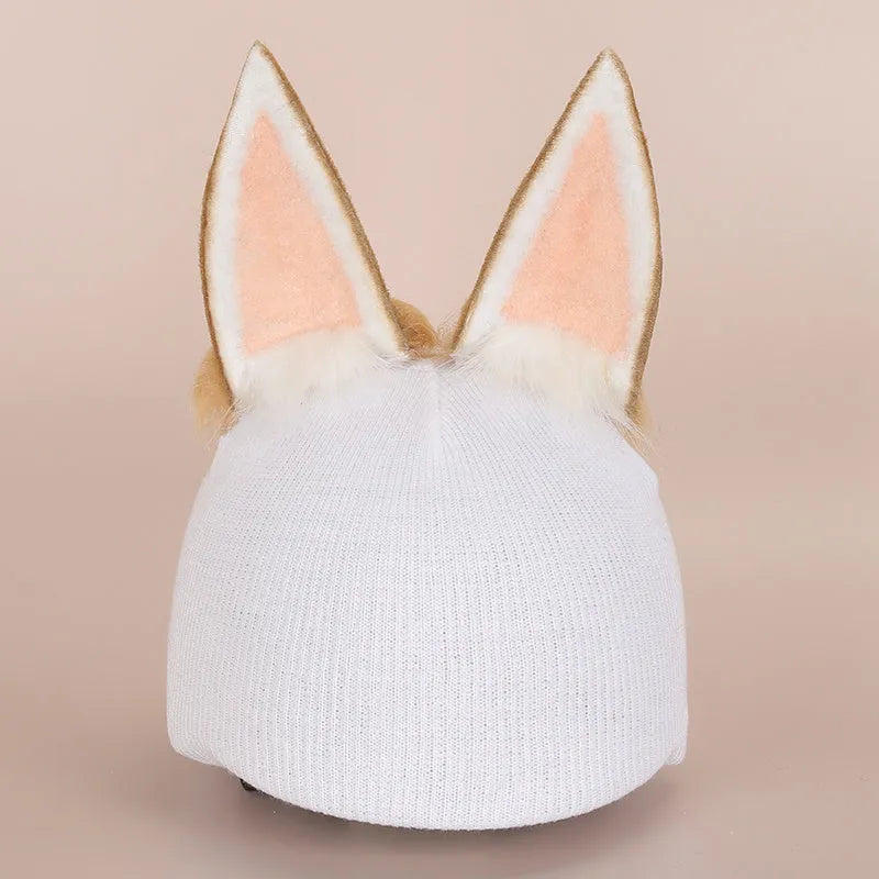 Plush helmet cover with cartoon ear decorations for cycling and costume use
