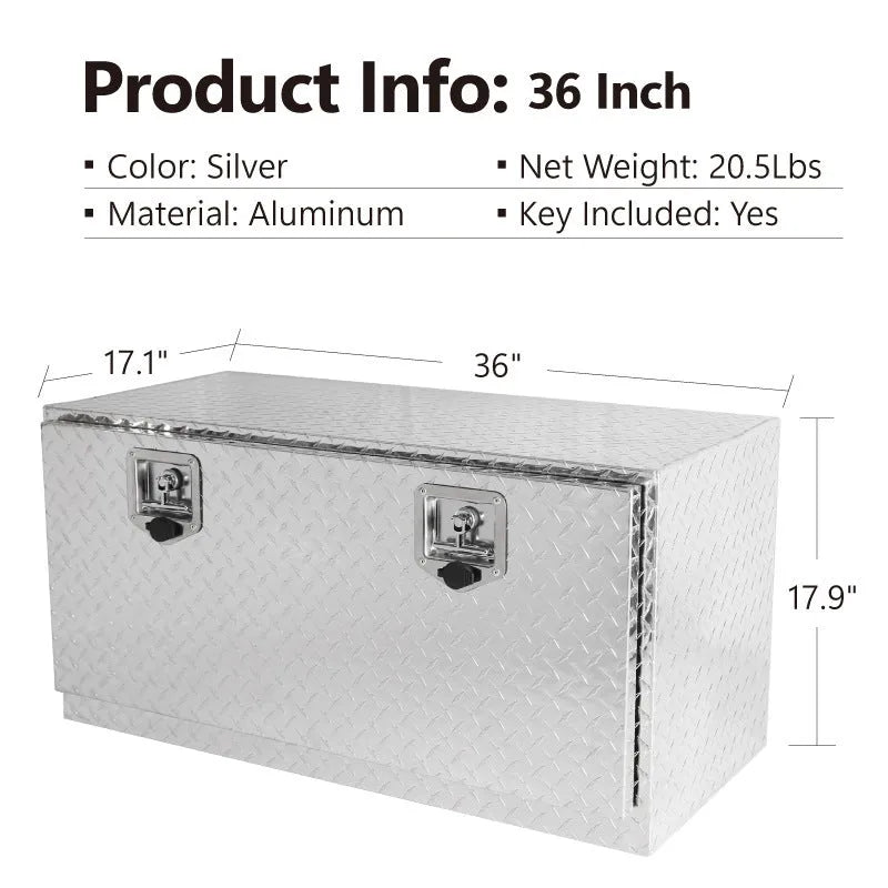 Black aluminium alloy tool case measuring 26 inches with lockable design for tool storage and transport