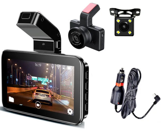 3-inch car DVR camera with dual lens system for front and rear vehicle recording