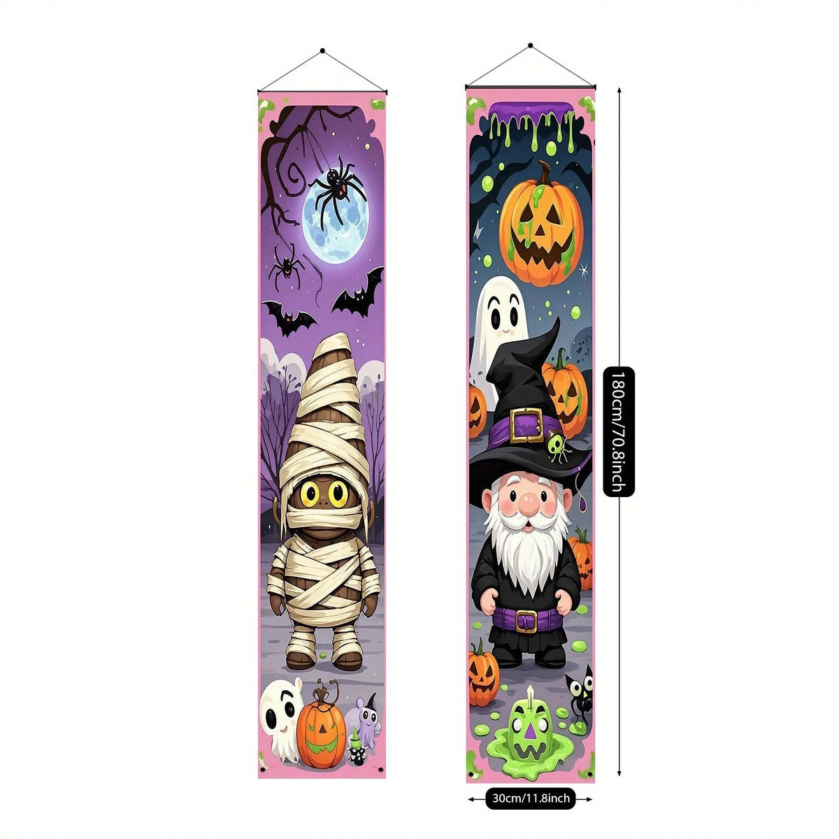 Halloween couplet hanging flag decorations measuring 30x180cm made from polyester material