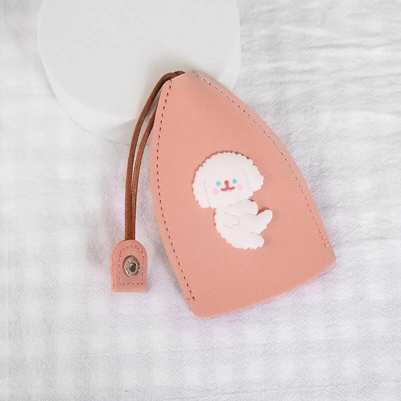 Cartoon PU leather pull-out car key case measuring 14 x 7.5cm with colourful designs