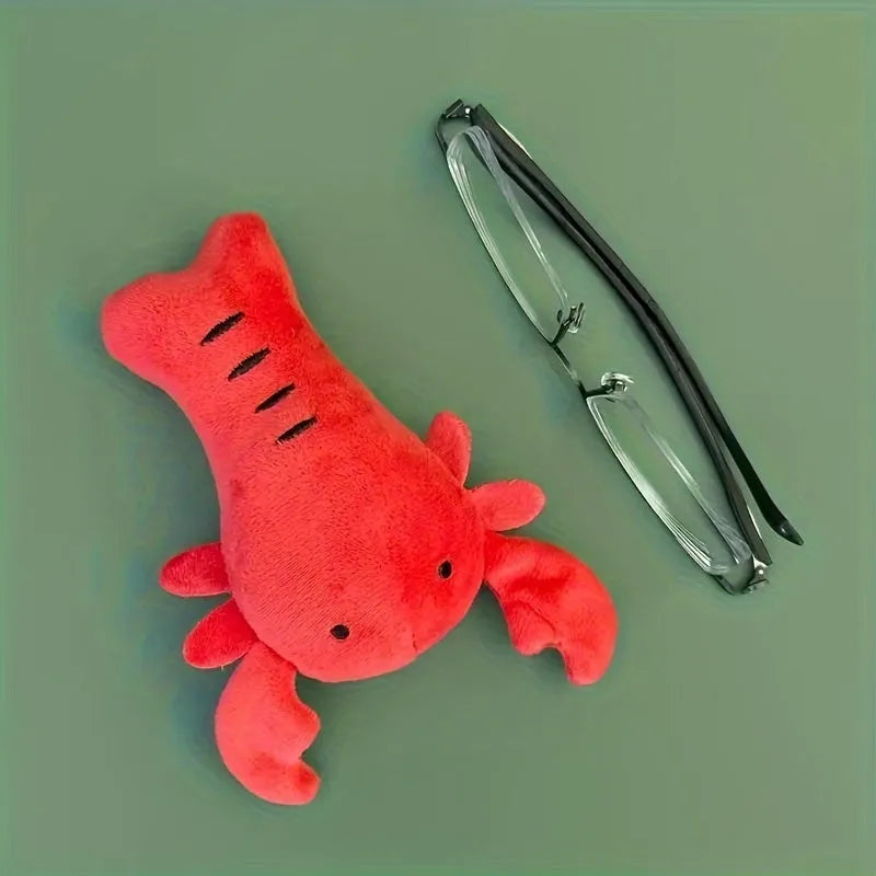 Red lobster squeaky dog toy for small and medium breeds with bite-resistant rubber construction
