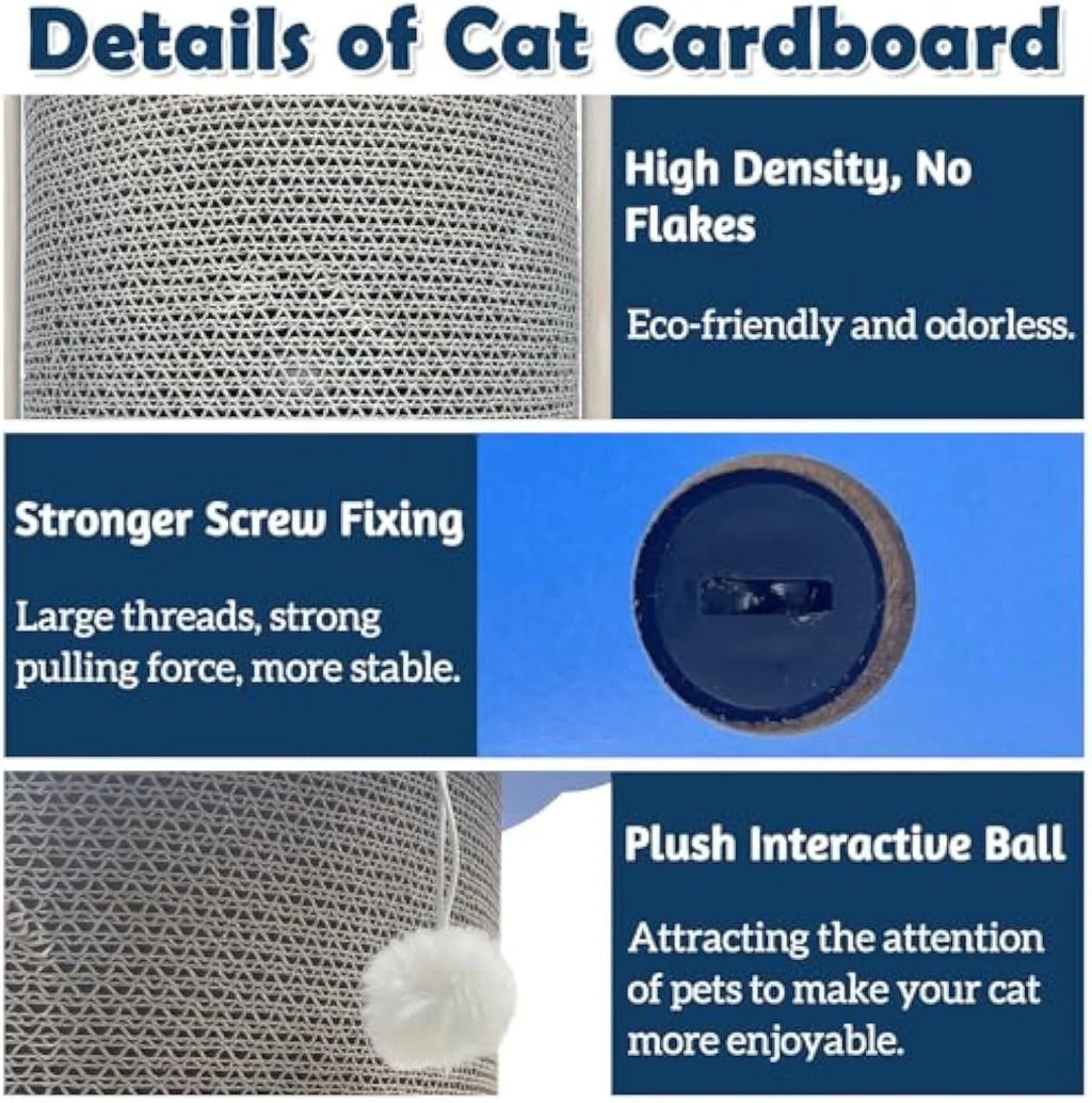 Cat corner scratching pad with hanging ball mounted on wall for furniture protection