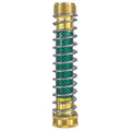 Brass garden hose spring connector with spiral anti-kink mechanism and threaded fittings