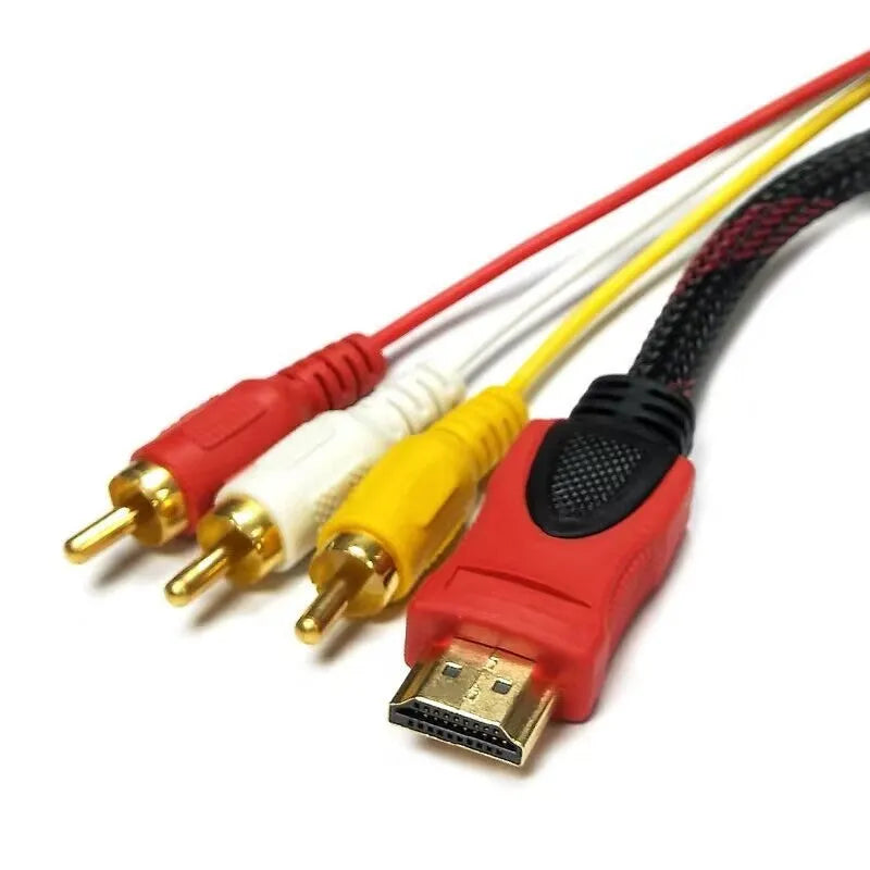 HDMI to AV15 M 1.5 metre conversion wire with alloy connectors for connecting modern devices to legacy composite video equipment