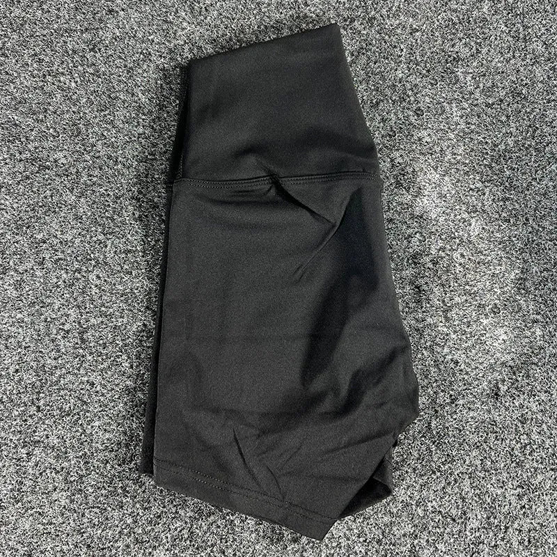 Women's high waist yoga shorts in nylon fabric available in multiple colours and sizes