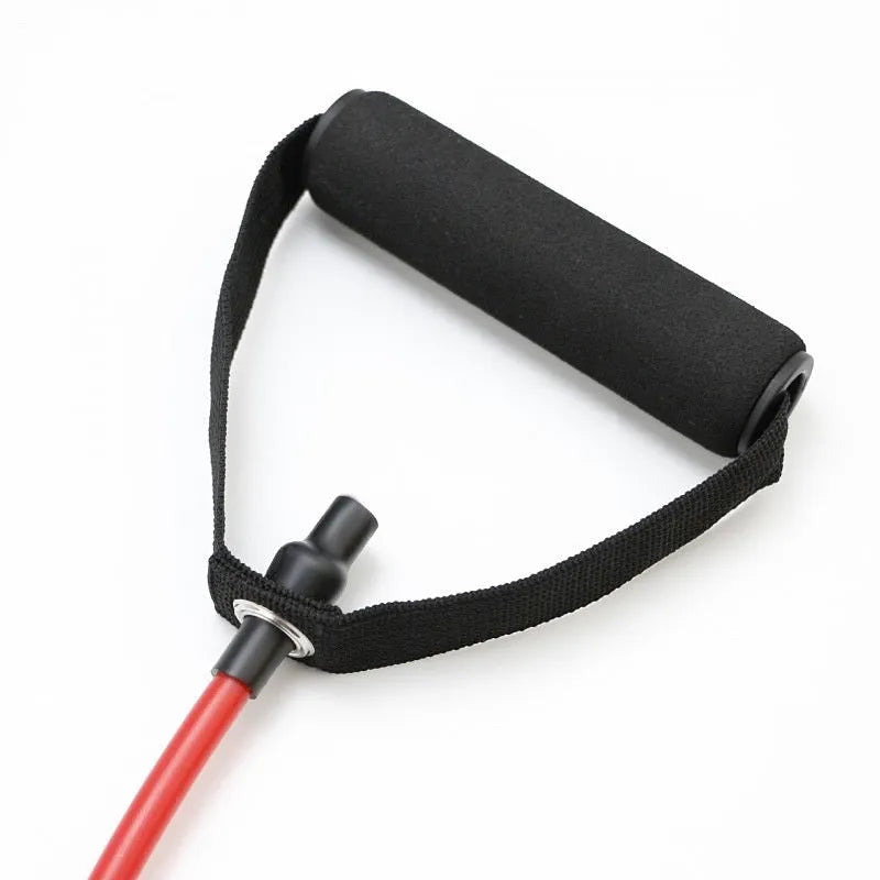 Adjustable chest expander with TPE resistance bands in yellow, green, red, blue, and black colour-coded tension levels