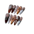 Handmade French style leopard print nail armour stickers with floral cross patterns in four sizes