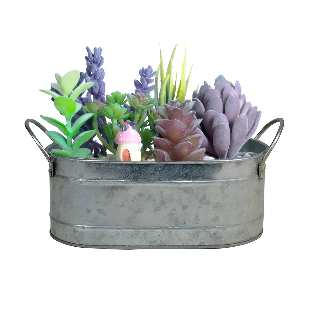 Iron sheet succulent flower pot for desktop use with corrosion-resistant construction